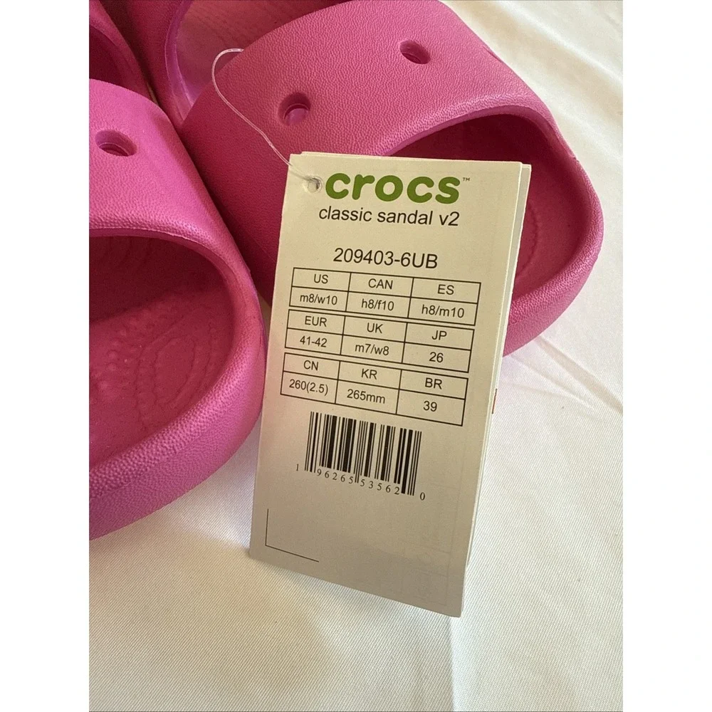 New Crocs Classic Sandal V2 Hot Pink Size 8 Mens, 10 W‎ Slides Comfort Sandals